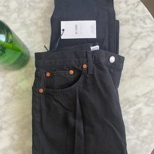 Re/Done High Rise Stove Pipe Jeans Black NWT sz 29